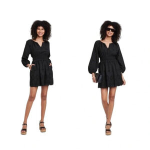 Women's Puff 3/4 Sleeve Eyelet Dress - Universal Thread Black Dress. Size XS